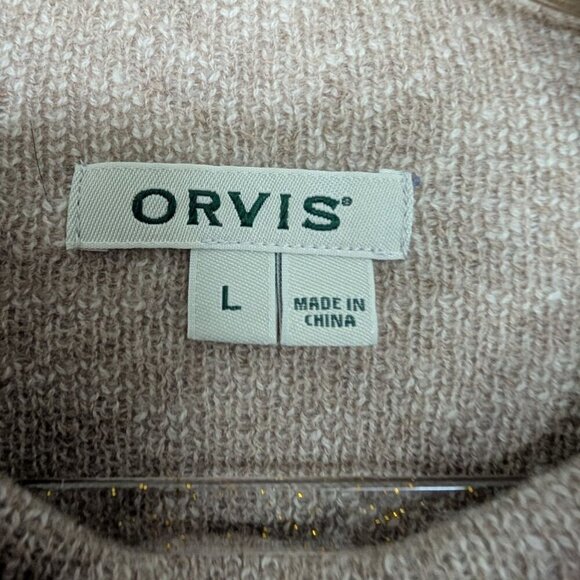 Orvis Aztec Sweater Womens Size Large Tan Wool Cashmere Knit Western Mock Neck - Picture 5 of 11